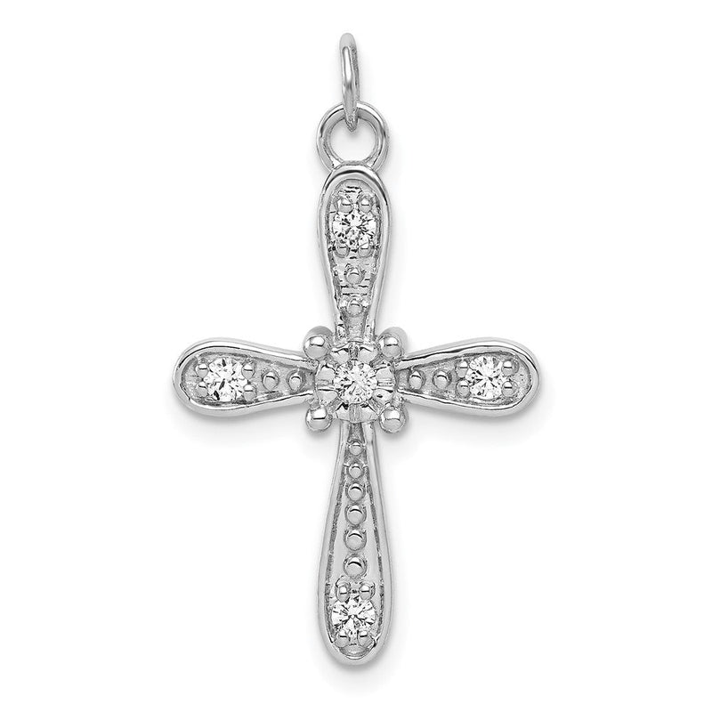 14K Weißgold Kreuz-Charm mit 0,166 ct. echten Diamanten