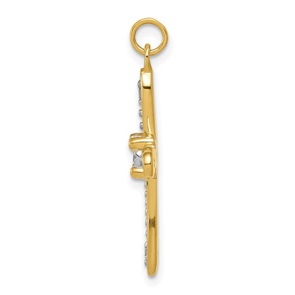 14K Gelbgold & Rhodium 0,16 ct. Echtdiamant-Kreuz-Charm