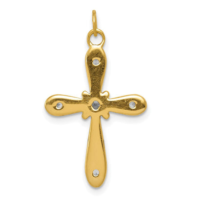14K Gelbgold & Rhodium 0,16 ct. Echtdiamant-Kreuz-Charm