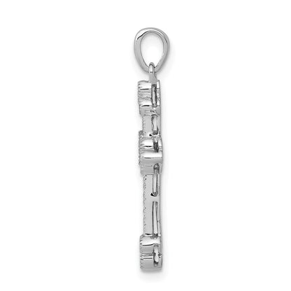 14K Weißgold Diamant-Kreuz-Anhänger mit Filigranmuster und Knospenenden, 0,10 ct., echte Diamanten