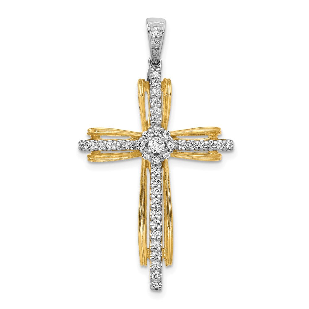 14k Bicolor-Gold Kreuz-Anhänger „Passion“ mit 0,33 ct. echten Diamanten