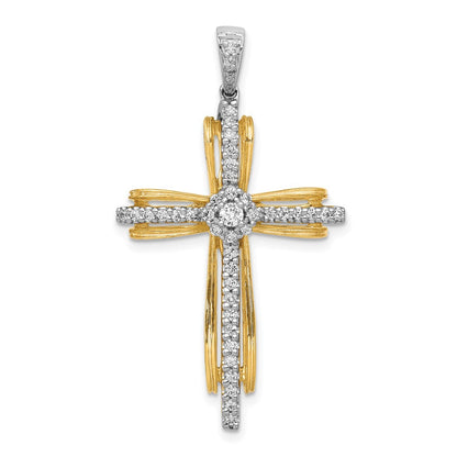 14k Bicolor-Gold Kreuz-Anhänger „Passion“ mit 0,33 ct. echten Diamanten