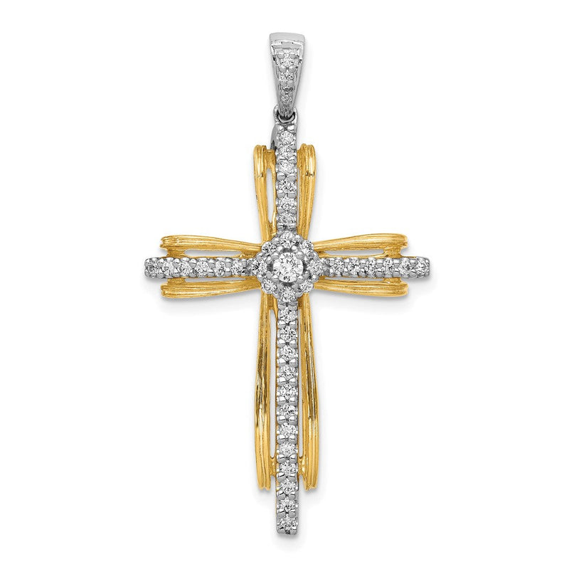 14k Bicolor-Gold Kreuz-Anhänger „Passion“ mit 0,33 ct. echten Diamanten
