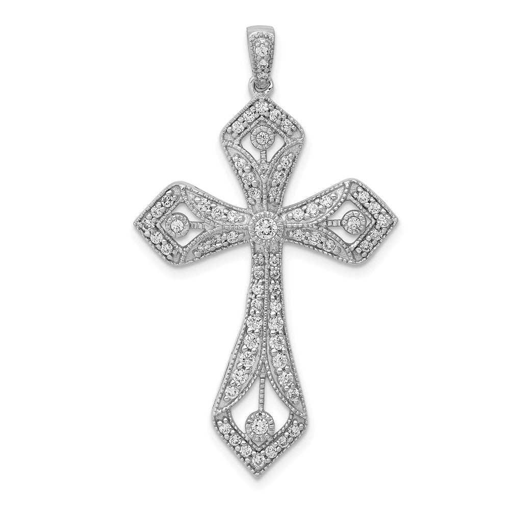 14K Weißgold 0,625 ct. Echter Diamant Passionskreuz-Anhänger