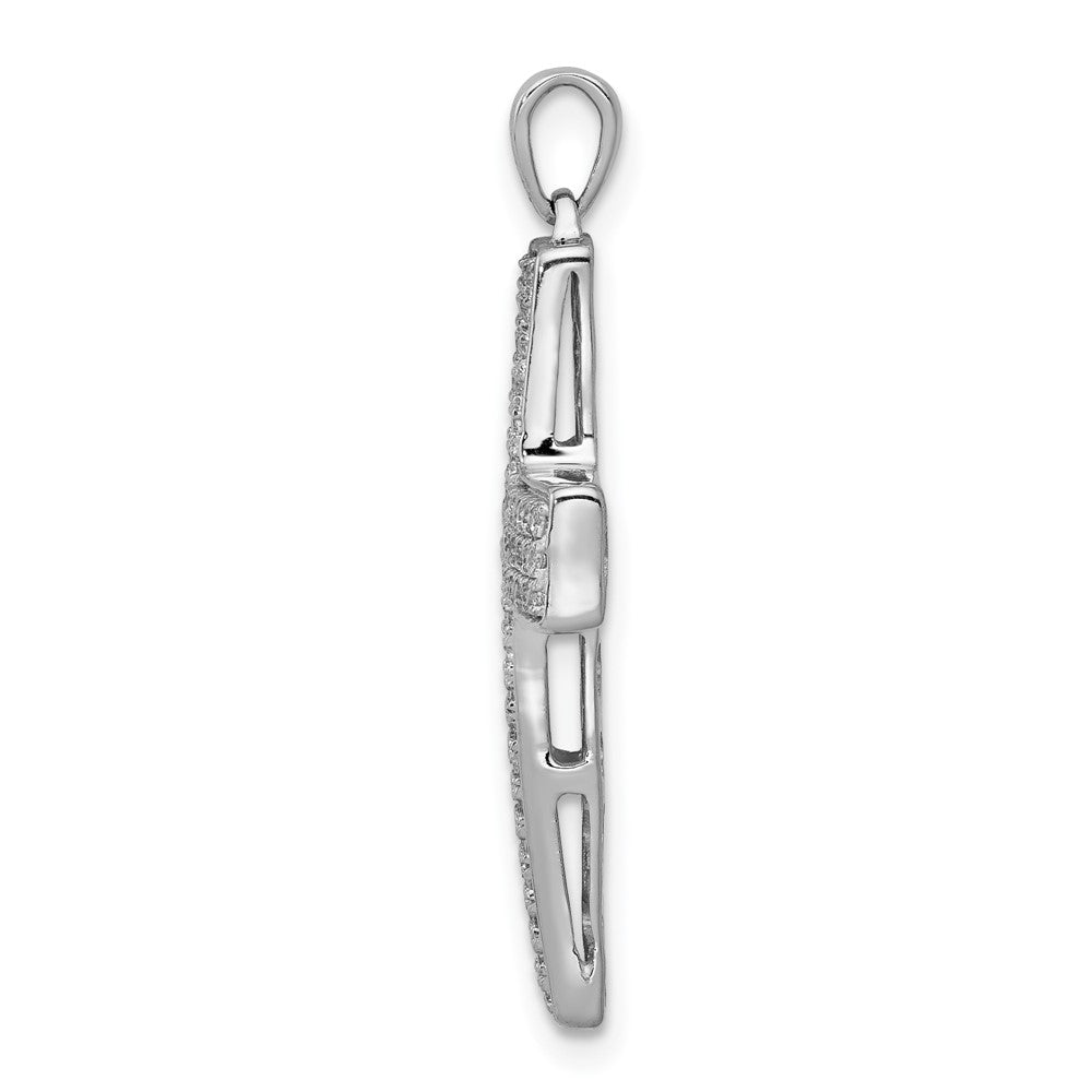 14K Weißgold Anhänger Lateinisches Kreuz mit 0,5 ct. echten Diamanten