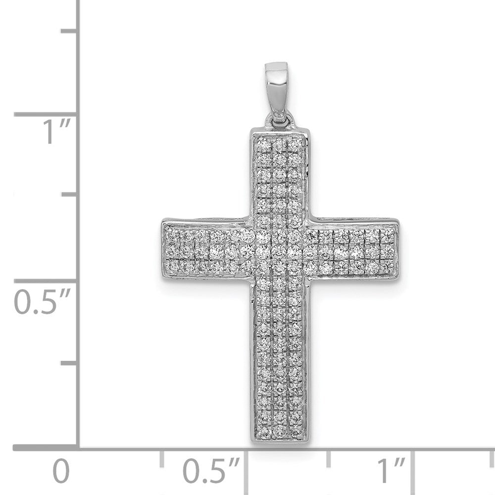 14K Weißgold Anhänger Lateinisches Kreuz mit 0,5 ct. echten Diamanten
