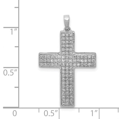 14K Weißgold Anhänger Lateinisches Kreuz mit 0,5 ct. echten Diamanten