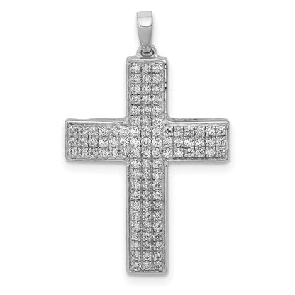 14K Weißgold Anhänger Lateinisches Kreuz mit 0,5 ct. echten Diamanten