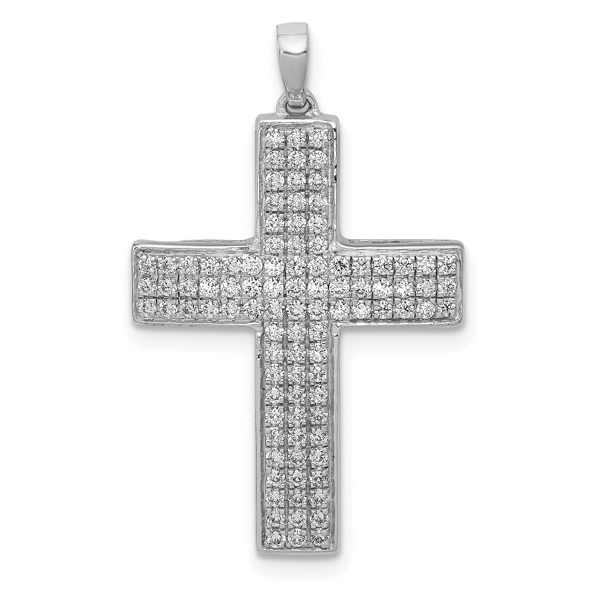 14K Weißgold Anhänger Lateinisches Kreuz mit 0,5 ct. echten Diamanten
