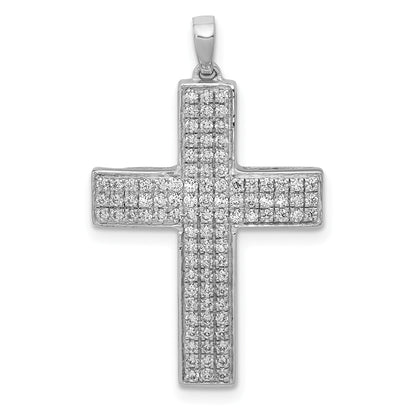 14K Weißgold Anhänger Lateinisches Kreuz mit 0,5 ct. echten Diamanten