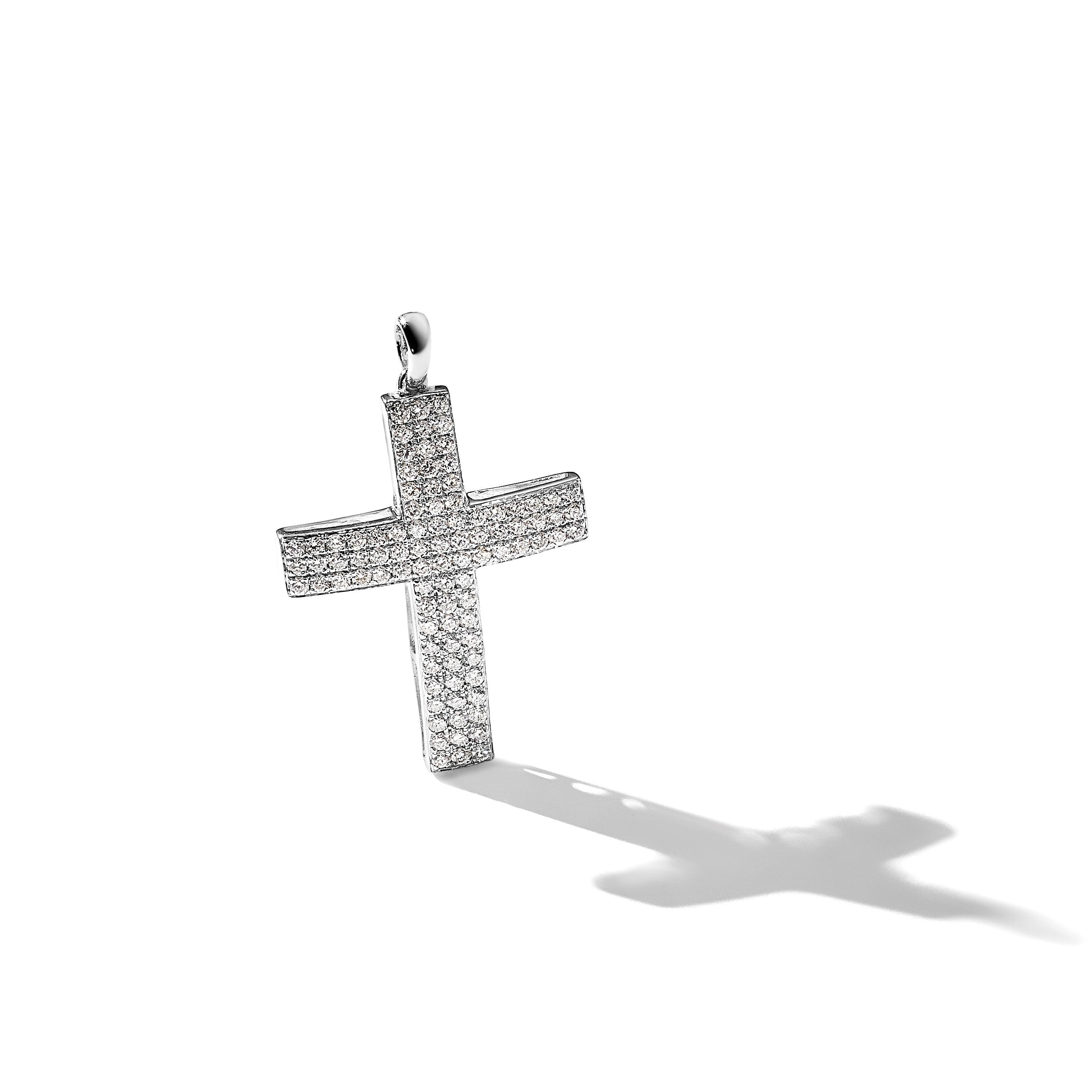 14K Weißgold Anhänger Lateinisches Kreuz mit 0,5 ct. echten Diamanten