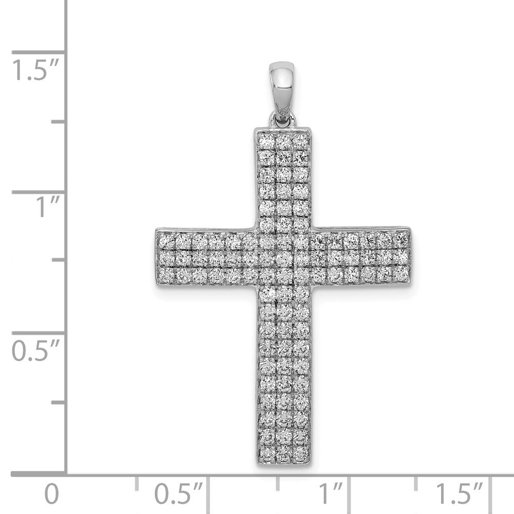 14K Weißgold Kreuzanhänger „Latein" mit 1 ct. echten Diamanten
