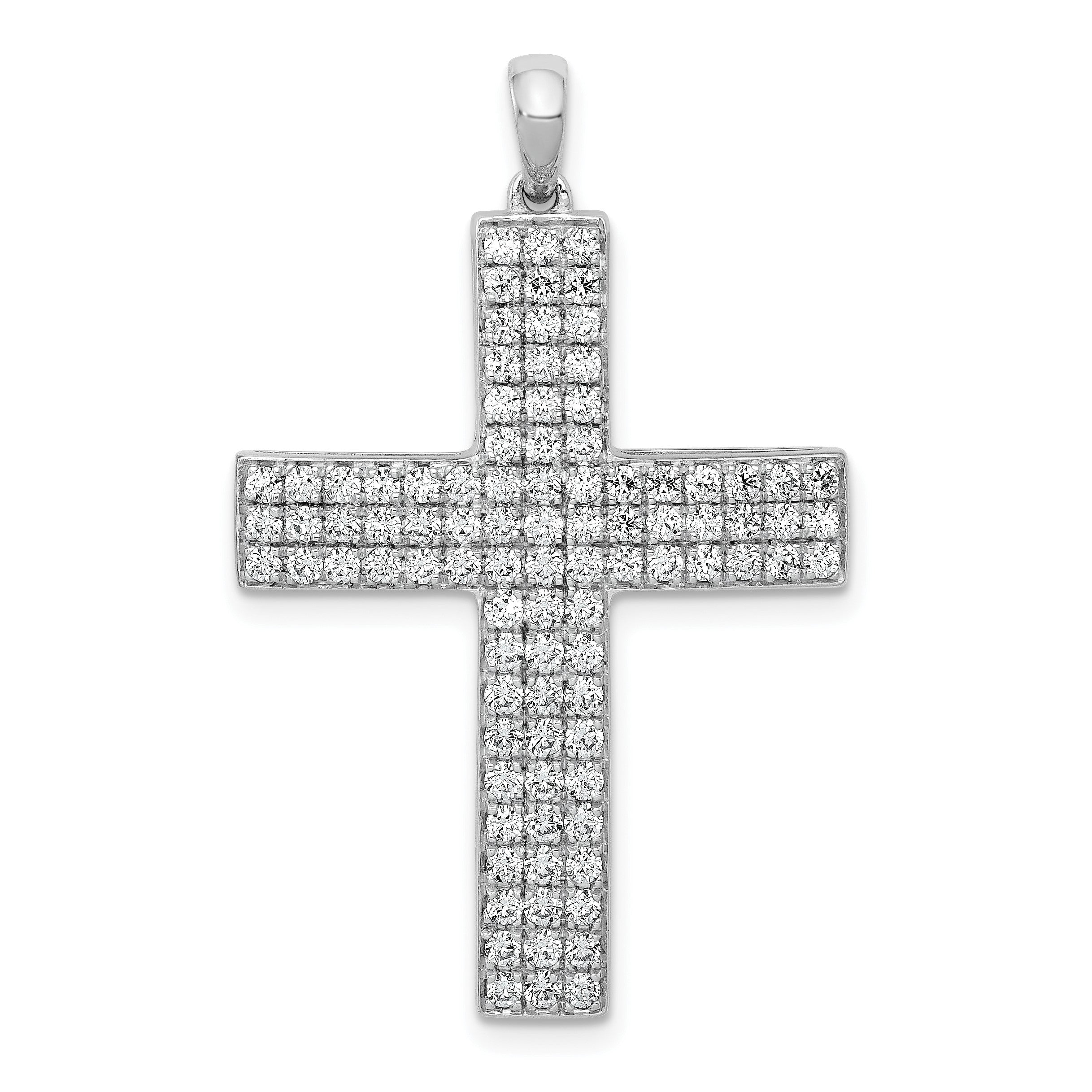 14K Weißgold Kreuzanhänger „Latein" mit 1 ct. echten Diamanten
