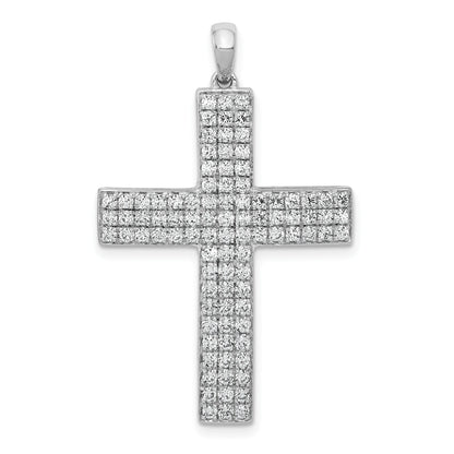 14K Weißgold Kreuzanhänger „Latein" mit 1 ct. echten Diamanten
