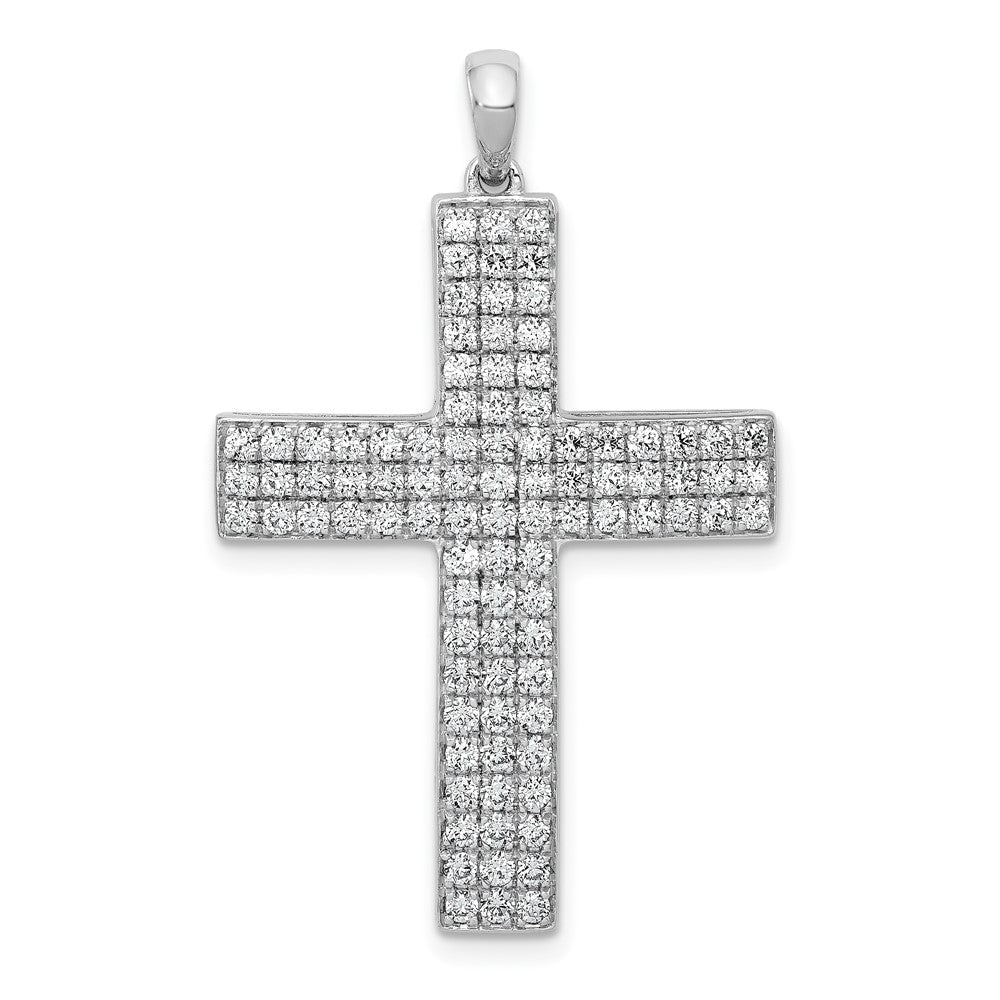 14K Weißgold Kreuzanhänger „Latein" mit 1 ct. echten Diamanten