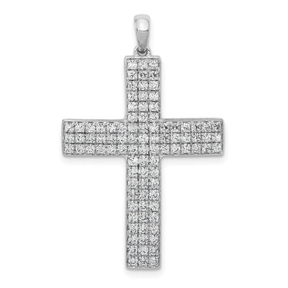 14K Weißgold Kreuzanhänger „Latein" mit 1 ct. echten Diamanten