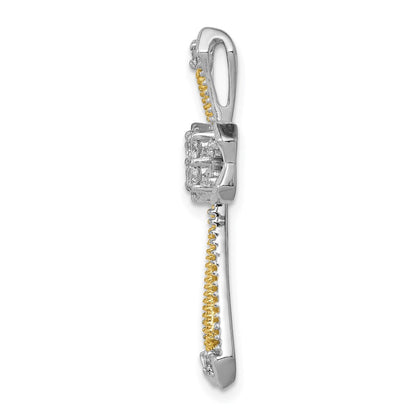 14K Bicolor Gold 1/3ct. Echt Diamant Kreuz Kette Anhänger