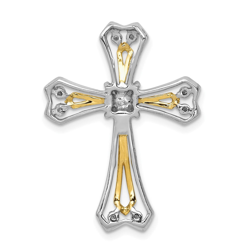 14K Bicolor Gold 1/3ct. Echt Diamant Kreuz Kette Anhänger