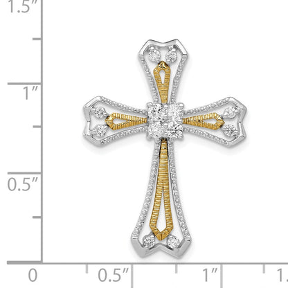 14K Bicolor Gold 1/3ct. Echt Diamant Kreuz Kette Anhänger