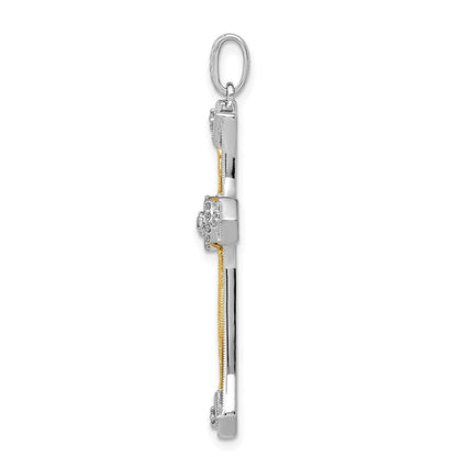 14K Bicolor-Gold Kreuzanhänger mit 0,2 ct. echtem Diamant
