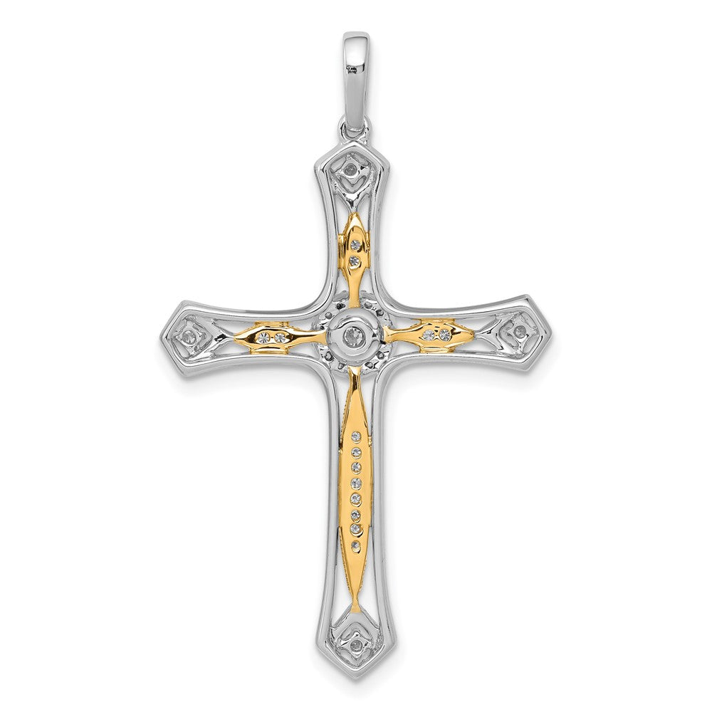 14K Bicolor-Gold Kreuzanhänger mit 0,2 ct. echtem Diamant