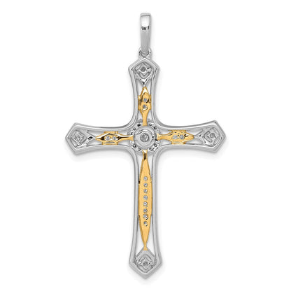 14K Bicolor-Gold Kreuzanhänger mit 0,2 ct. echtem Diamant
