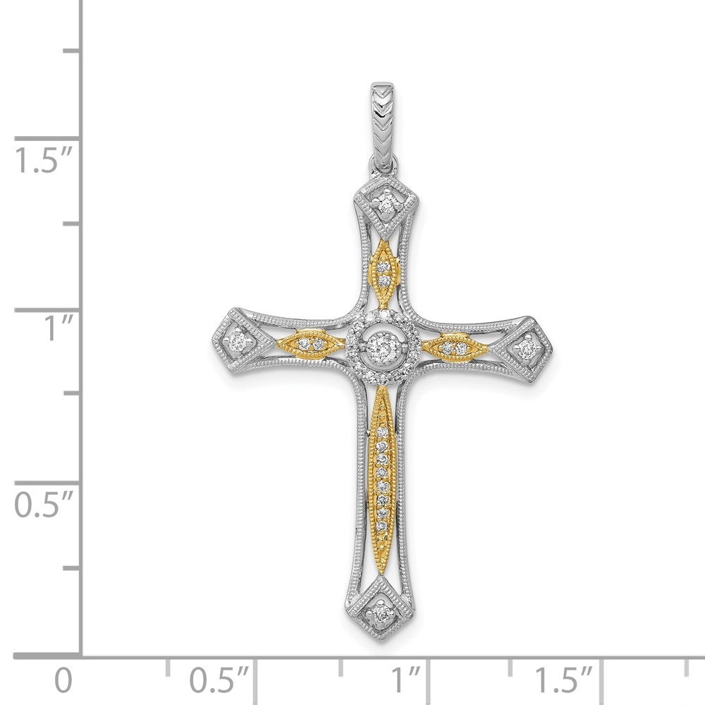 14K Bicolor-Gold Kreuzanhänger mit 0,2 ct. echtem Diamant