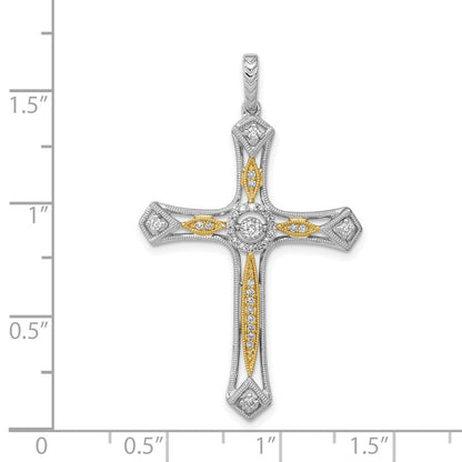 14K Bicolor-Gold Kreuzanhänger mit 0,2 ct. echtem Diamant