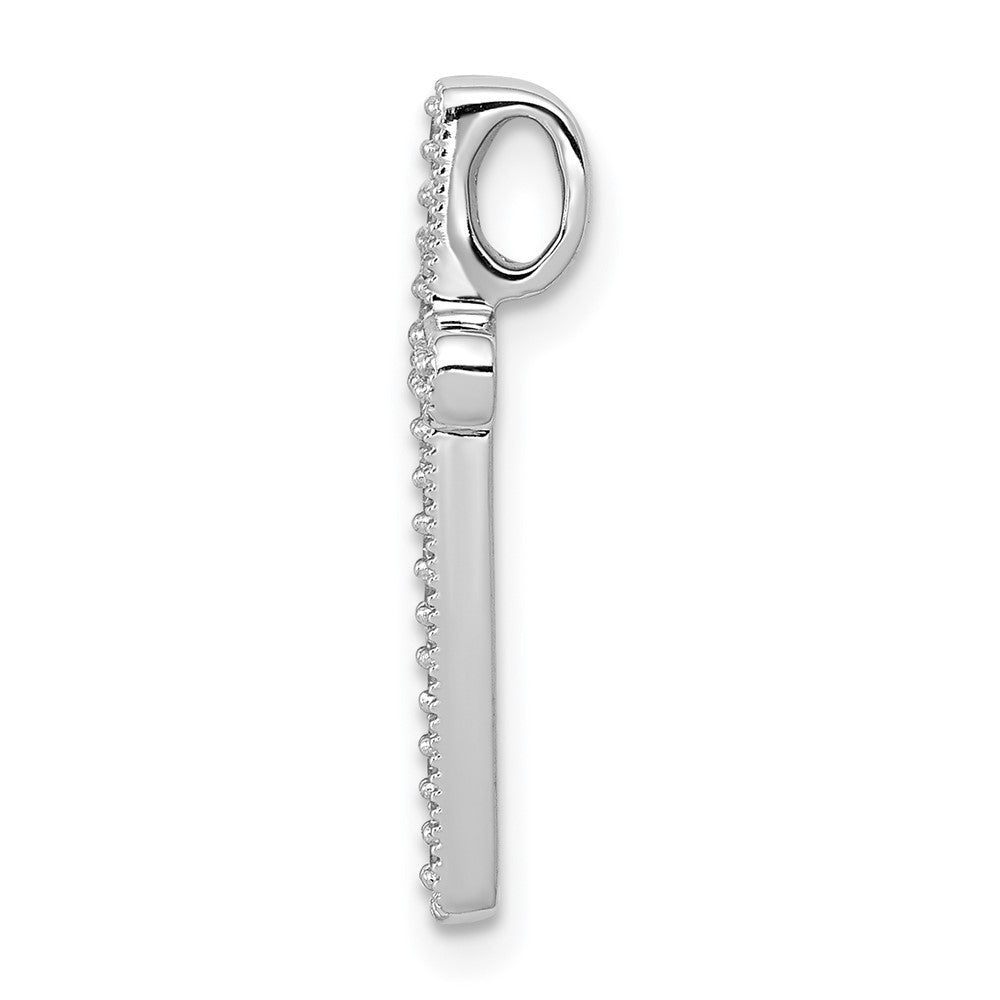 14K Weißgold 1/10ct. Echt Diamant Kreuz Kette Anhänger