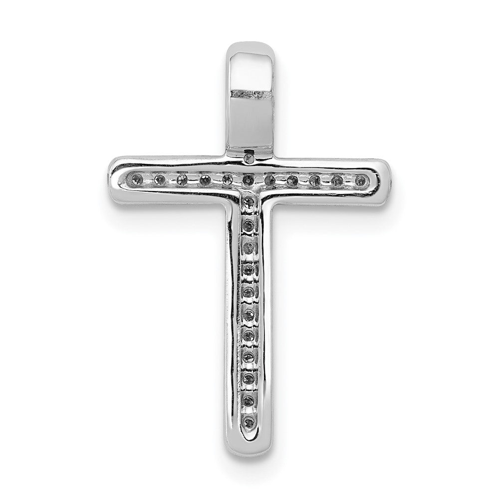 14K Weißgold 1/10ct. Echt Diamant Kreuz Kette Anhänger