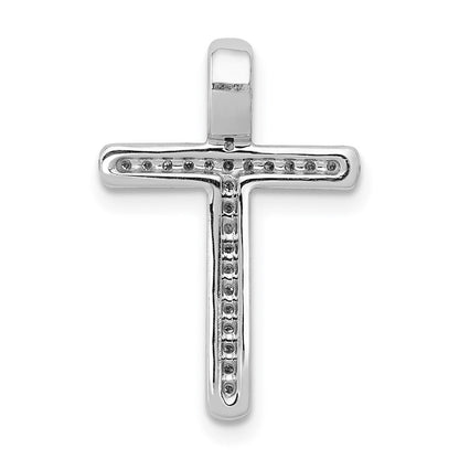 14K Weißgold 1/10ct. Echt Diamant Kreuz Kette Anhänger