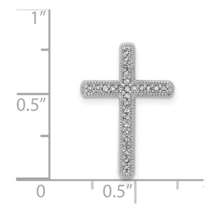 14K Weißgold 1/10ct. Echt Diamant Kreuz Kette Anhänger