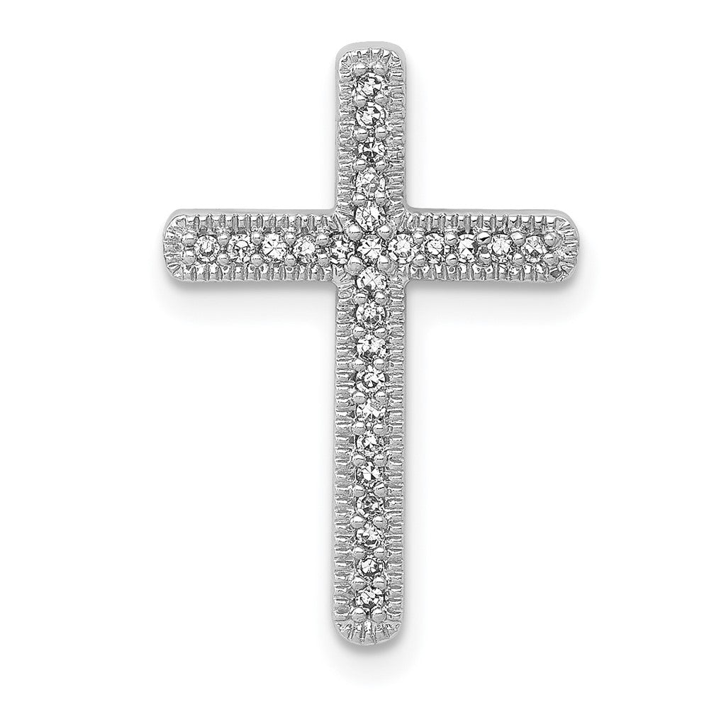 14K Weißgold 1/10ct. Echt Diamant Kreuz Kette Anhänger