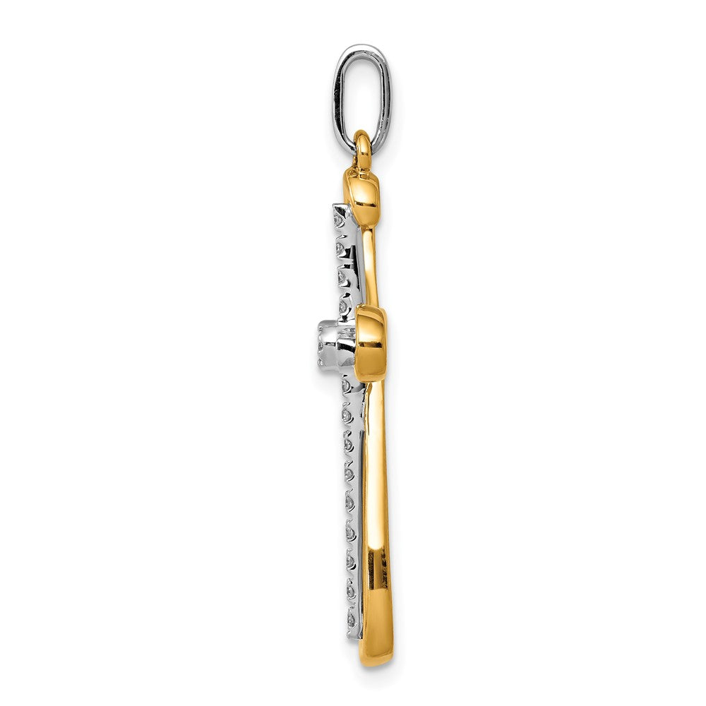 14K Bicolor-Gold Kreuzanhänger mit 0,16 ct. echten Diamanten