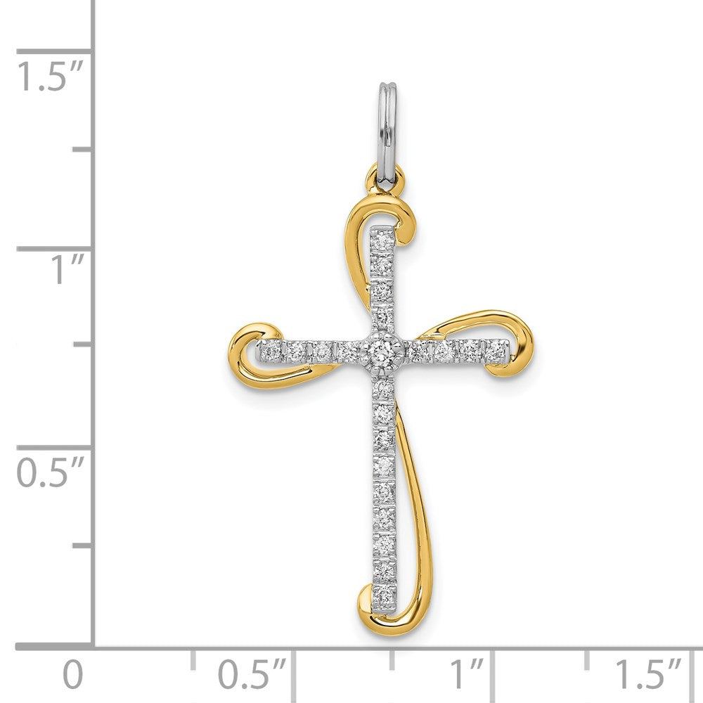 14K Bicolor-Gold Kreuzanhänger mit 0,16 ct. echten Diamanten