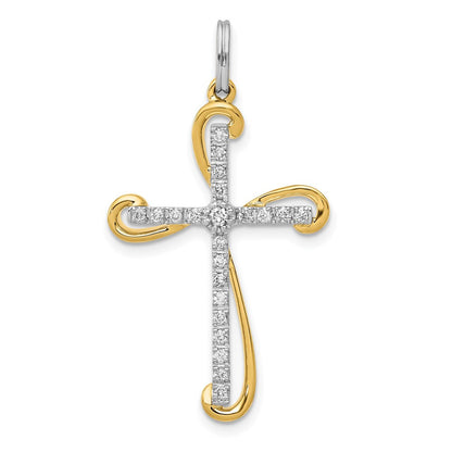 14K Bicolor-Gold Kreuzanhänger mit 0,16 ct. echten Diamanten