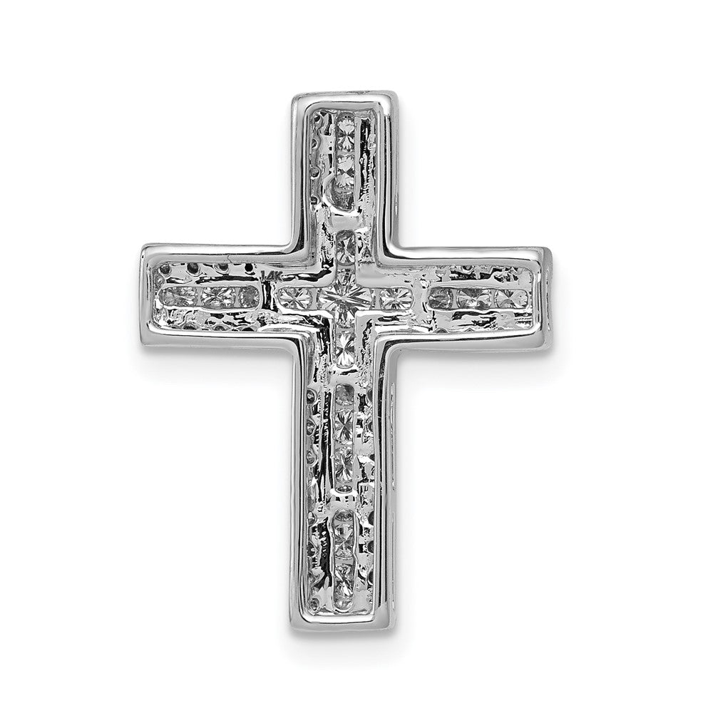 14K Weißgold 1/2ct. Echt Diamant Kreuz Kette Anhänger