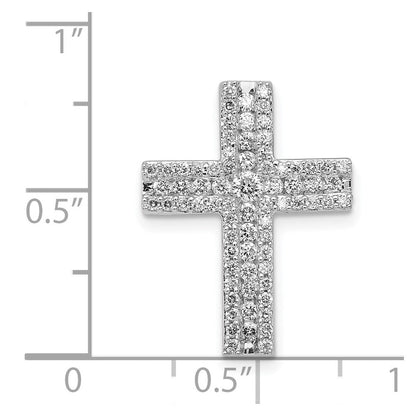 14K Weißgold 1/2ct. Echt Diamant Kreuz Kette Anhänger
