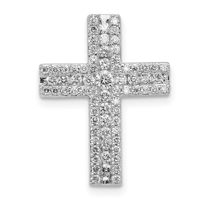 14K Weißgold 1/2ct. Echt Diamant Kreuz Kette Anhänger