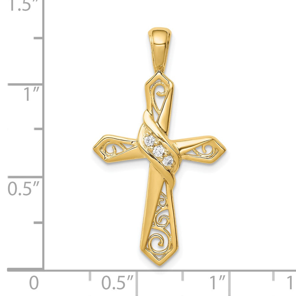 10K Gelbgold 10K 1/20ct. Diamant Kreuz Anhänger