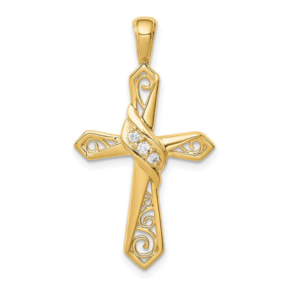 10K Gelbgold 10K 1/20ct. Diamant Kreuz Anhänger