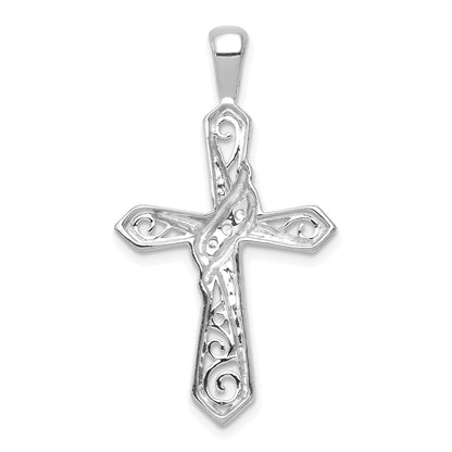 14 Karat Weißgold Kreuzanhänger mit 0,05 ct. echtem Diamant