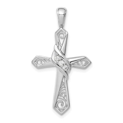 14 Karat Weißgold Kreuzanhänger mit 0,05 ct. echtem Diamant
