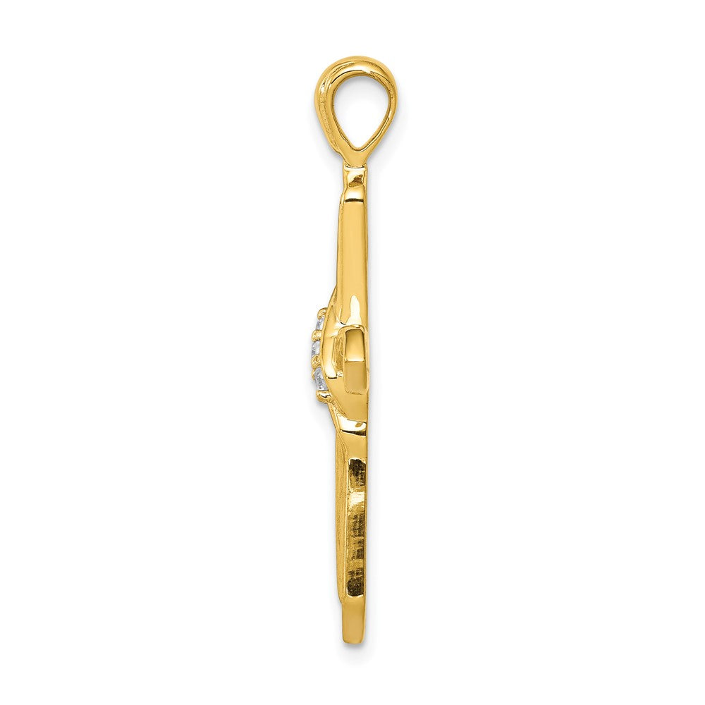 14K Gelbgold Kreuzanhänger mit 0,05 ct. echtem Diamant