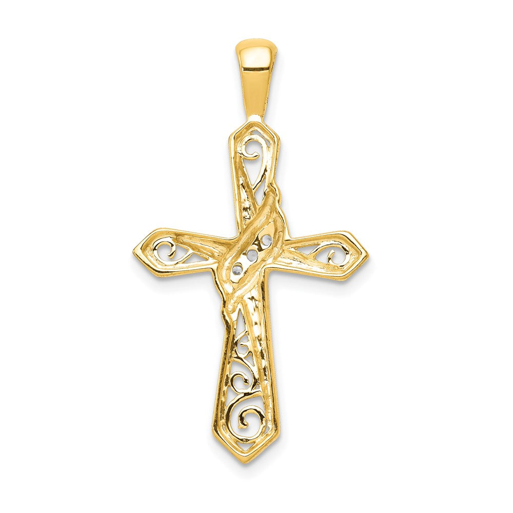14K Gelbgold Kreuzanhänger mit 0,05 ct. echtem Diamant