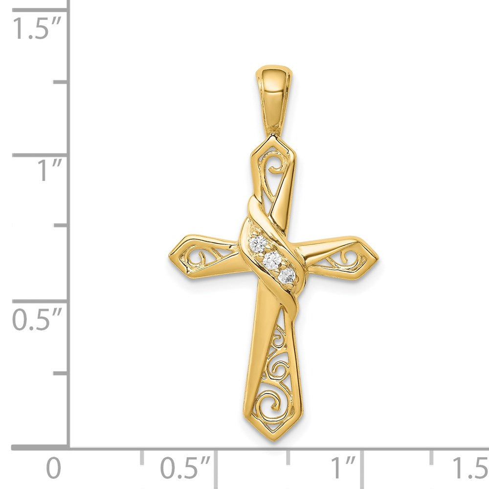 14K Gelbgold Kreuzanhänger mit 0,05 ct. echtem Diamant