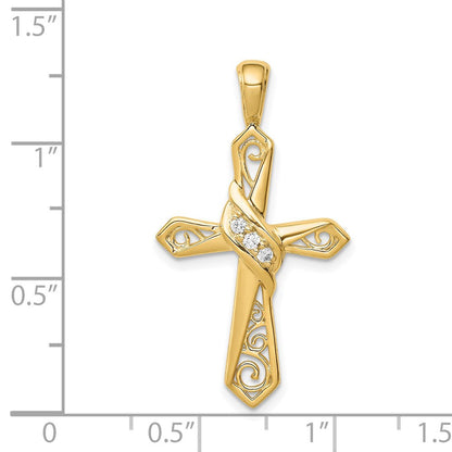 14K Gelbgold Kreuzanhänger mit 0,05 ct. echtem Diamant