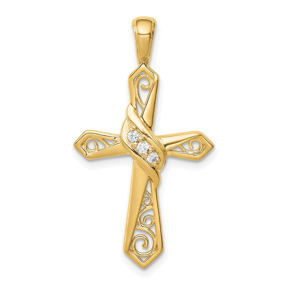 14K Gelbgold Kreuzanhänger mit 0,05 ct. echtem Diamant