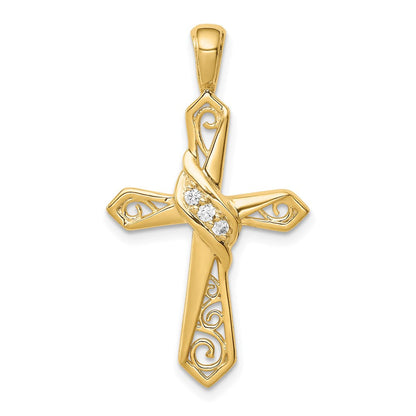 14K Gelbgold Kreuzanhänger mit 0,05 ct. echtem Diamant