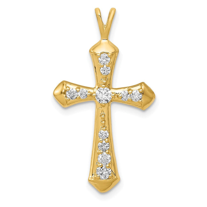 14K Gelbgold AA Echter Diamant Passionskreuz-Anhänger